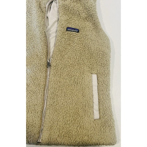 Patagonia Women Vest Beige Los Gatos Sherpa Full Zip Pockets Mock Neck Sz Large - Picture 7 of 14